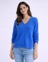 Harvest V Neck Knit - Azure Blue