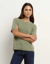 Loveable Tape Yarn Knit Tee - Sage