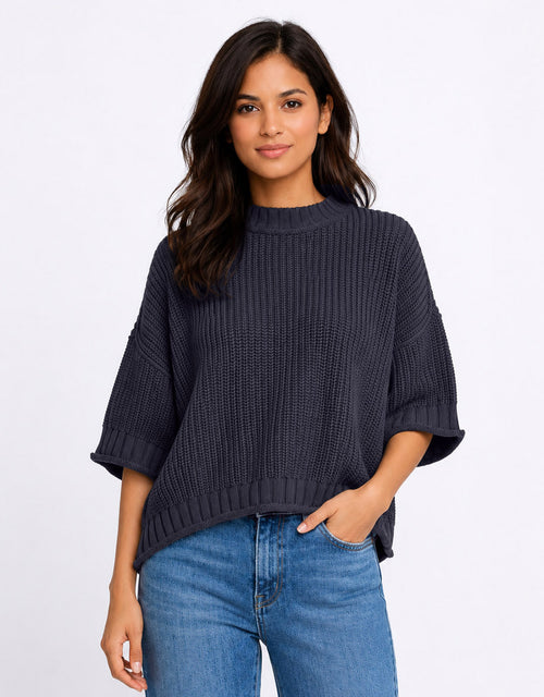 Luela Short Sleeve Knit - Navy