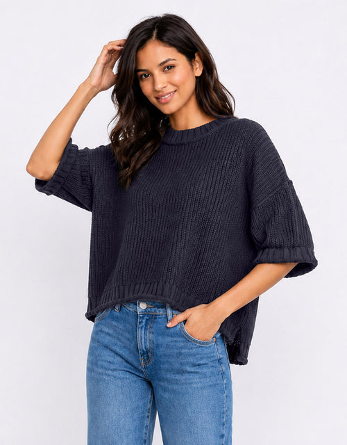 Luela Short Sleeve Knit - Navy