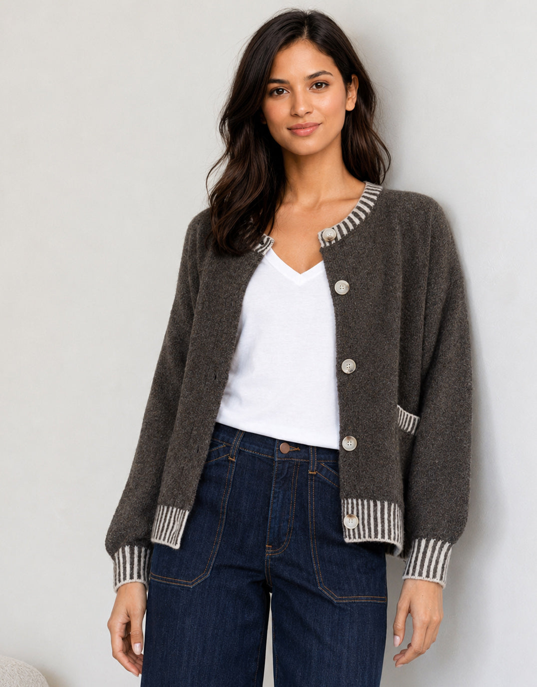 Macie Wool Blend Cardi - Choc