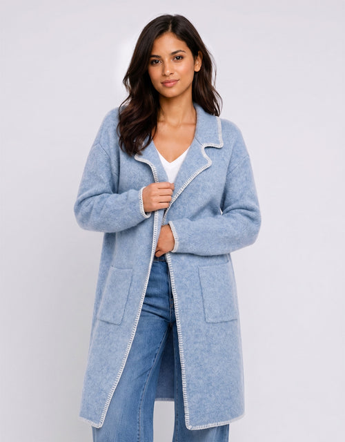 Noa Blanket Stitch Coatigan - Blue