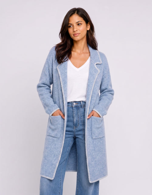 Noa Blanket Stitch Coatigan - Blue