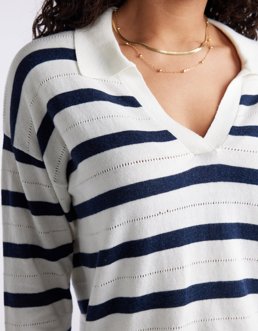 Polo Frenchie Knit - Ecru/Navy
