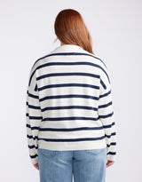 Polo Frenchie Knit - Ecru/Navy