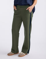 Timeless Straight Leg Ponte Pant - Khaki / Navy