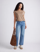 The Edit Cap Sleeve Tank - Chocolate
