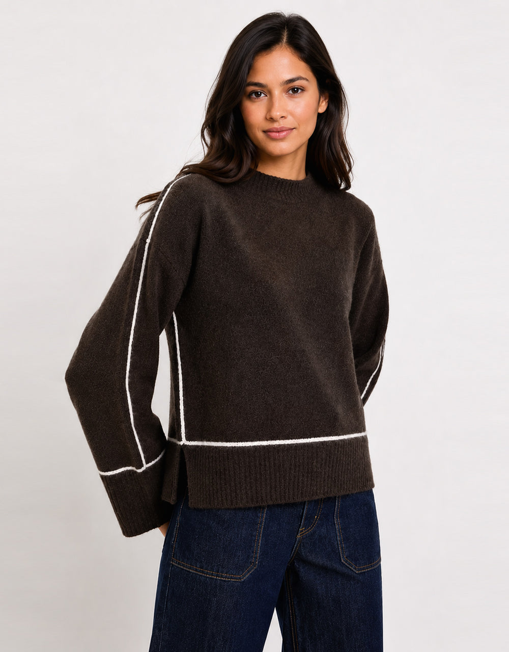 Quest Contrast Detail Jumper - Chocolate