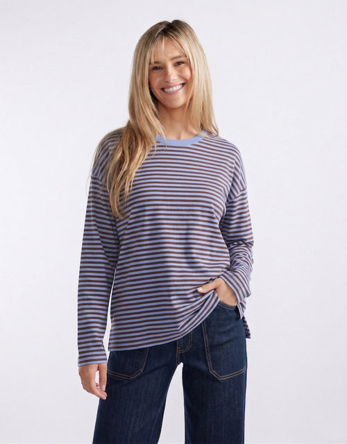 Relaxed Long Sleeve T-Shirt - Blue/Chocolate