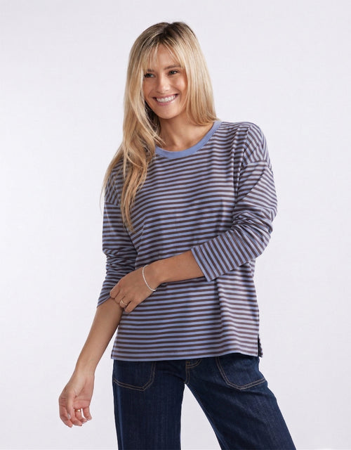 Relaxed Long Sleeve T-Shirt - Blue/Chocolate