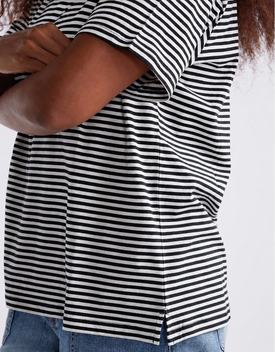 Relaxed Tee - Black/White Stripe