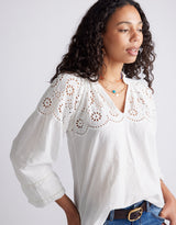 Fleur Broderie Blouse - White