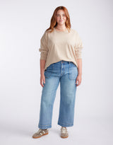 Staple Scoop Hem Sweat - Latte
