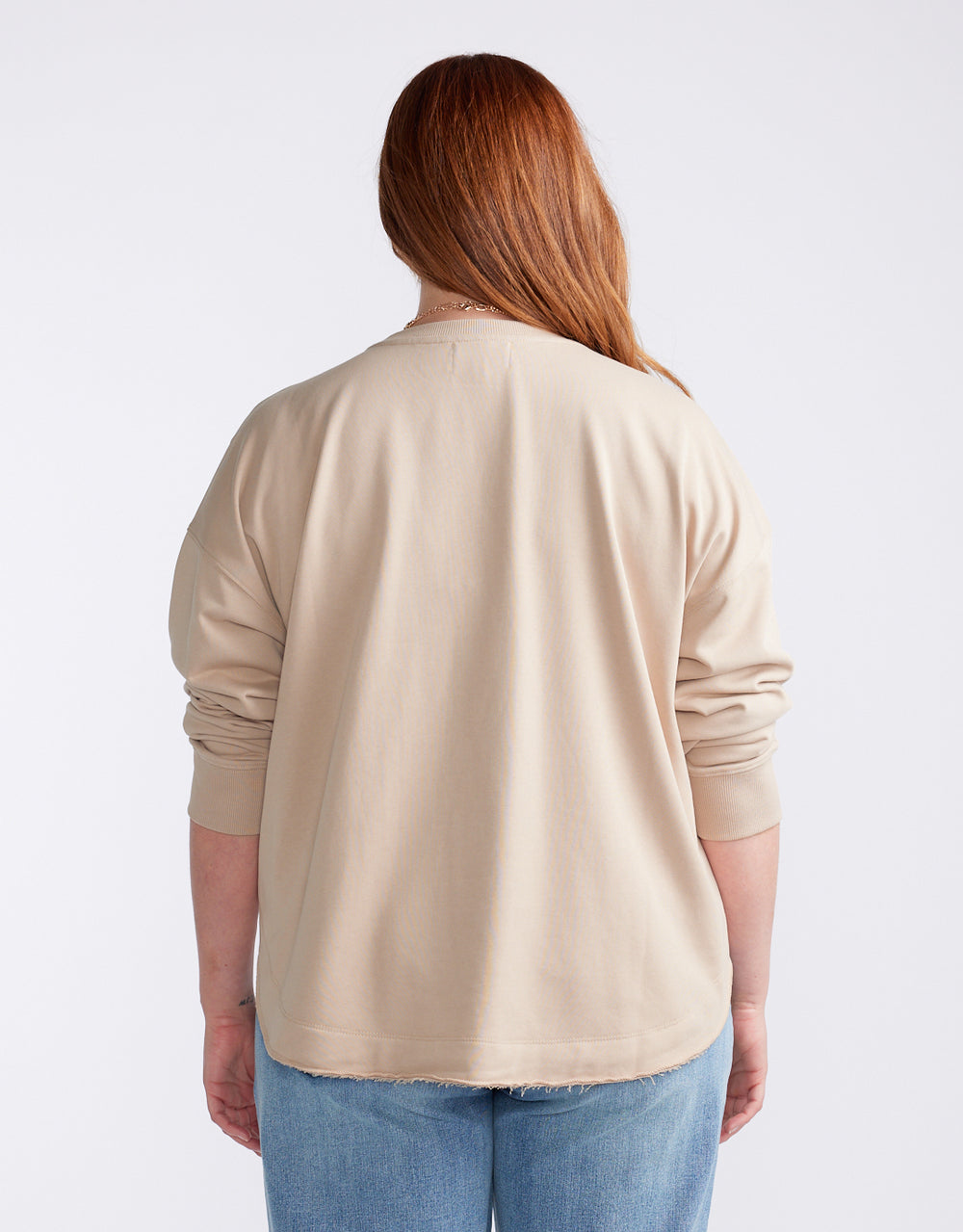 Staple Scoop Hem Sweat - Latte