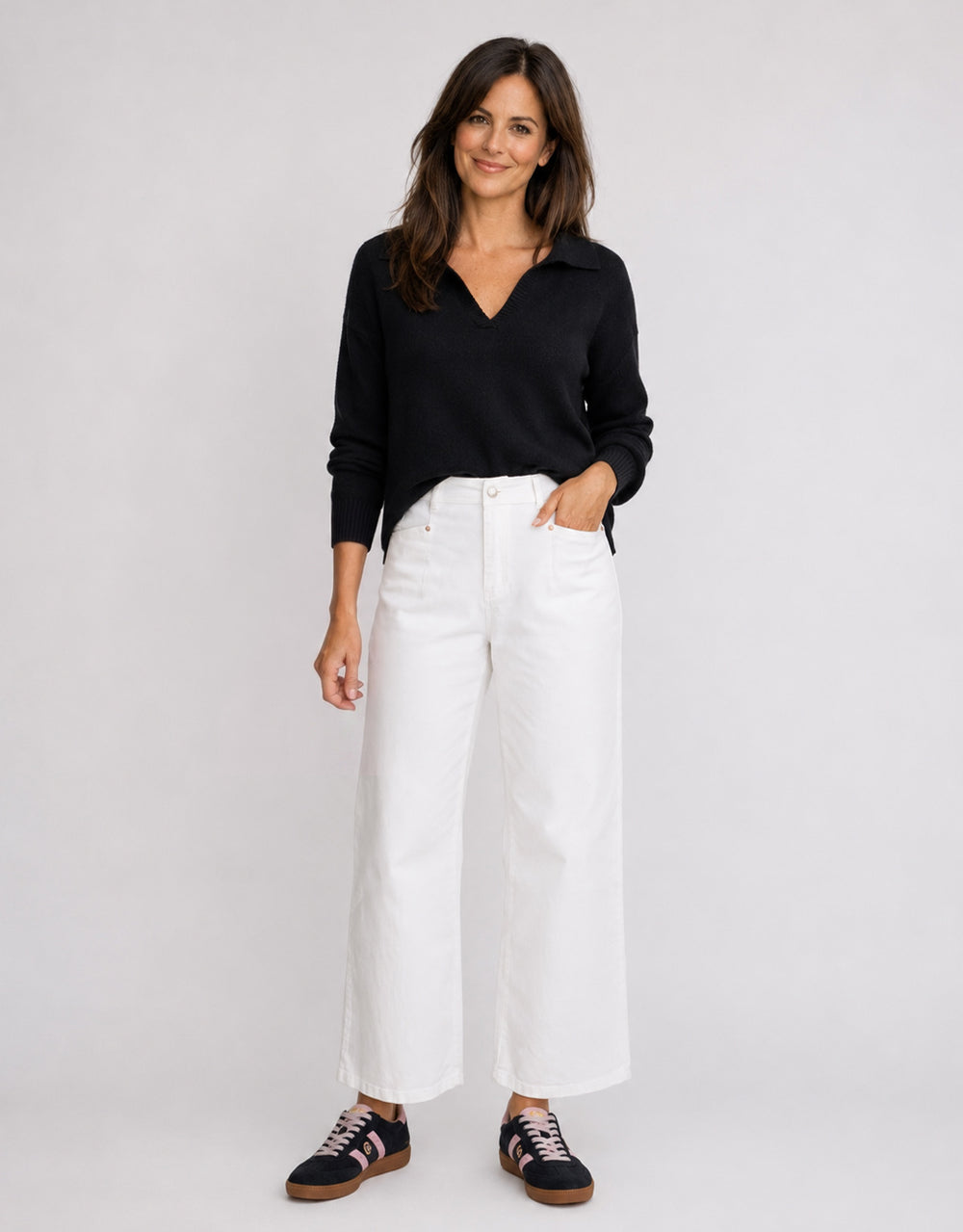 Sophia Cropped Stretch Jean - White