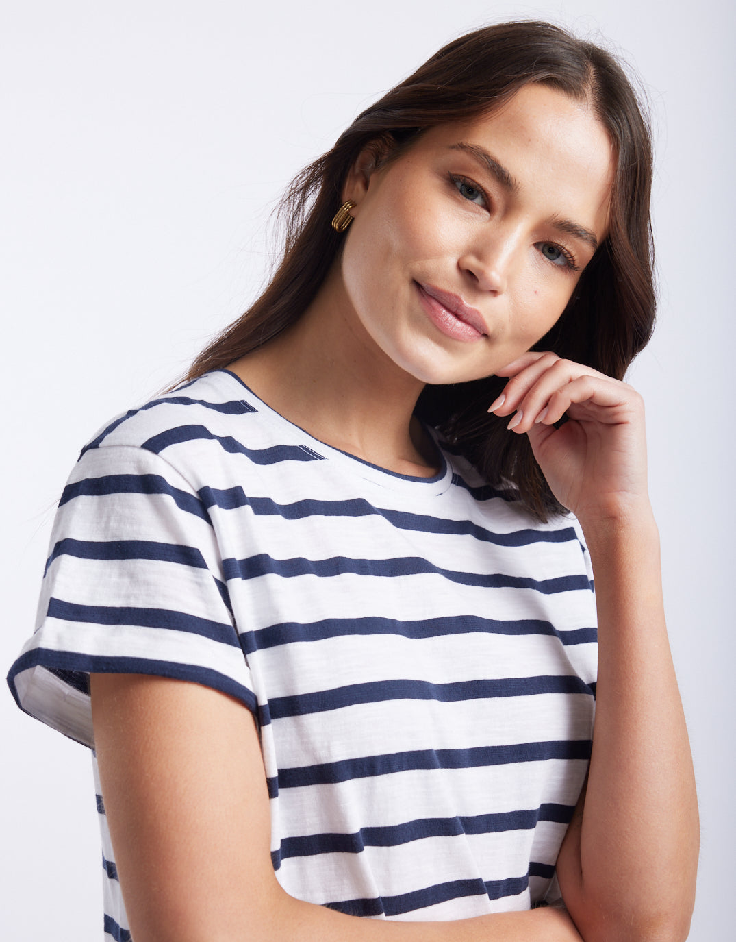 Turn Back T-Shirt - White/Navy Stripe