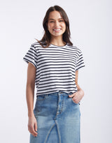 Turn Back T-Shirt - White/Black Stripe