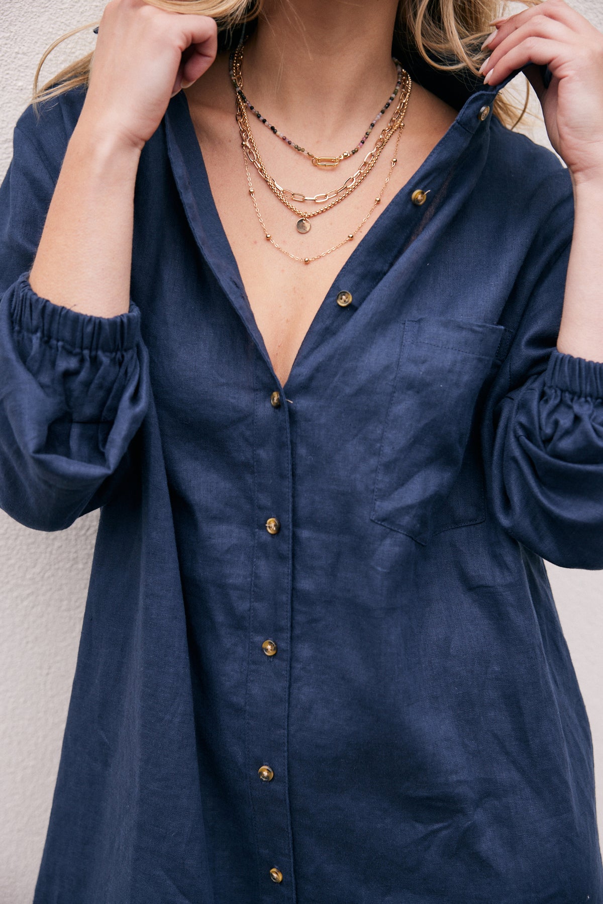 Linen St Barts Dress - Navy