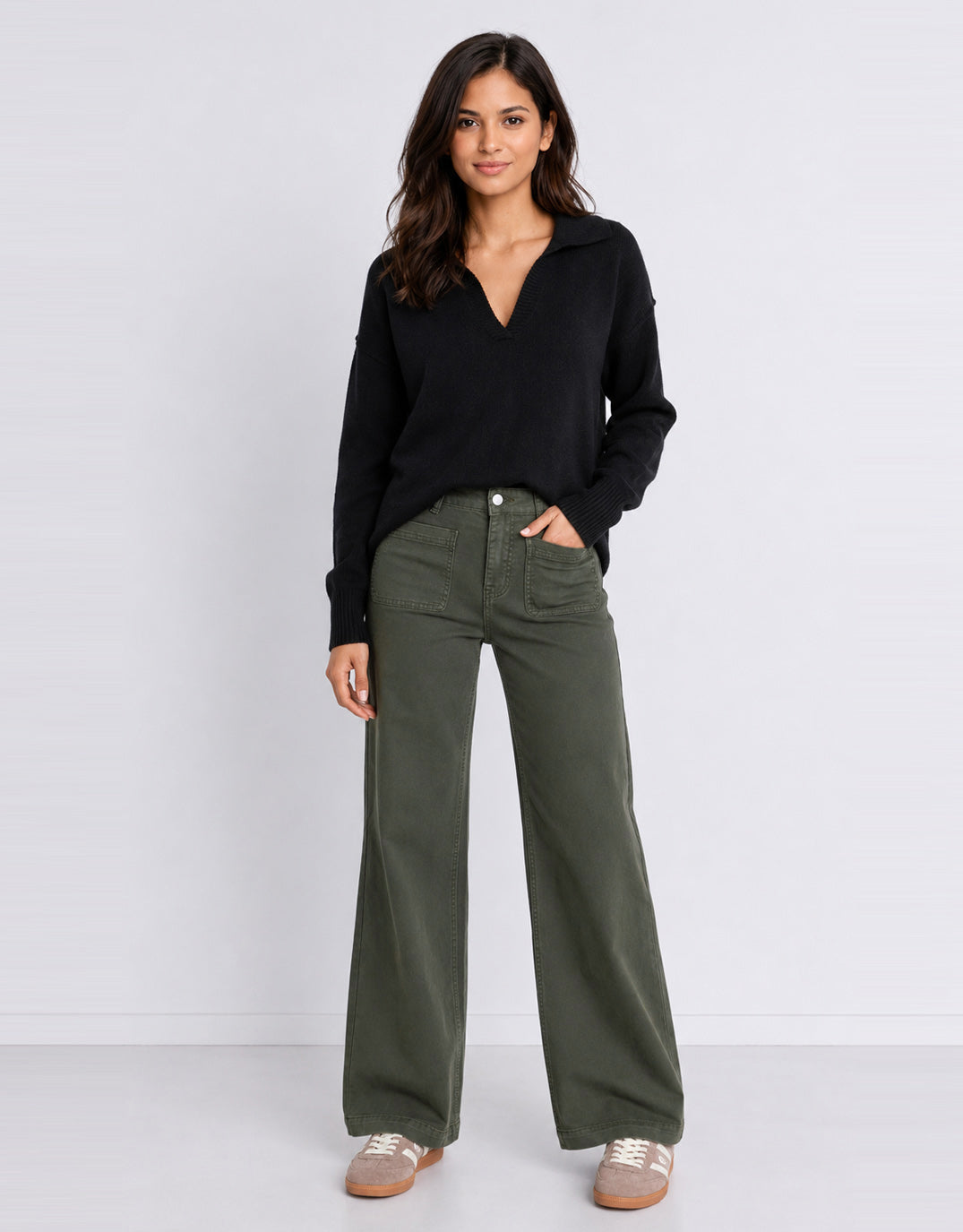 Zoey High Rise Stretch Denim Jean - Dark Khaki