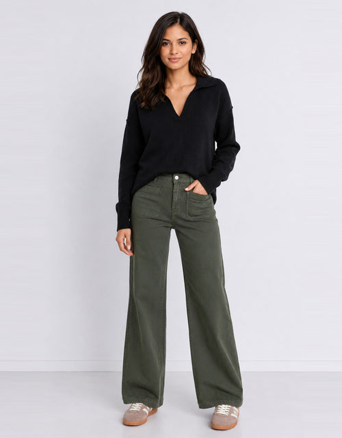 Zoey High Rise Stretch Denim Jean - Dark Khaki