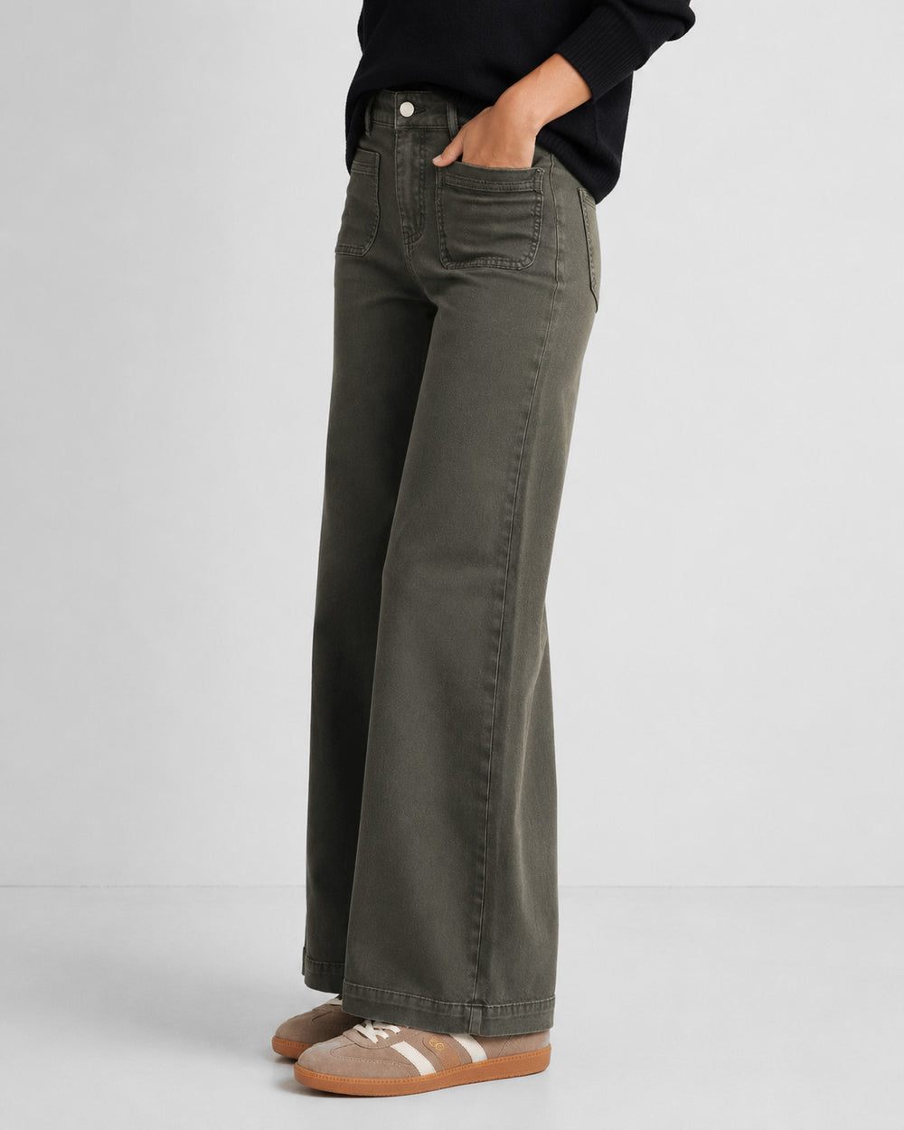 Zoey High Rise Stretch Denim Jean - Dark Khaki
