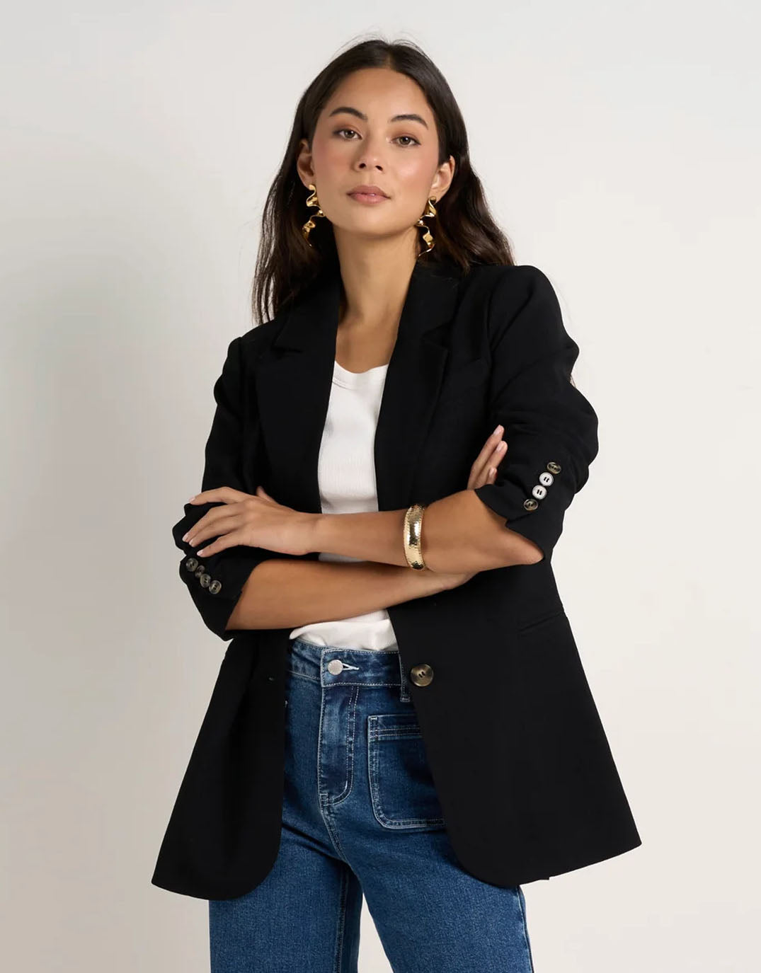 Bestie Crepe Relaxed Fit Blazer Black