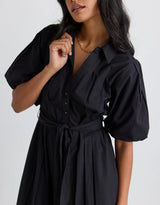 among-the-brave-dusk-puff-sleeve-collared-midi-dress-black-womens-clothing