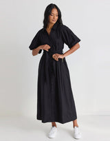 among-the-brave-dusk-puff-sleeve-collared-midi-dress-black-womens-clothing
