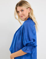 among-the-brave-expedition-shirred-neck-short-sleeve-top-blue-womens-clothing