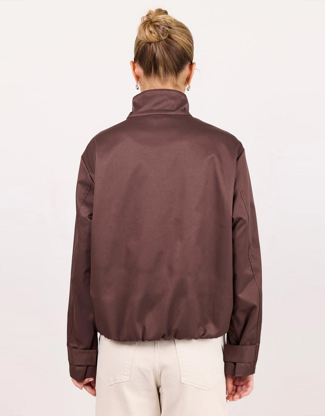 Landscape Funnel Neck Track Jacket - Chocolate