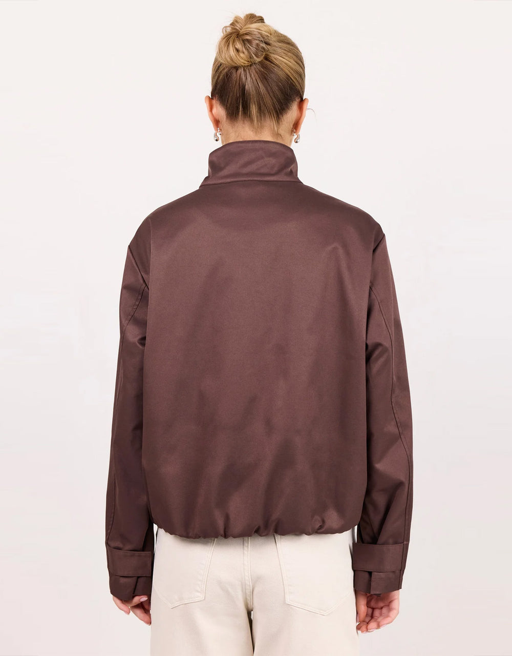 Landscape Funnel Neck Track Jacket - Chocolate