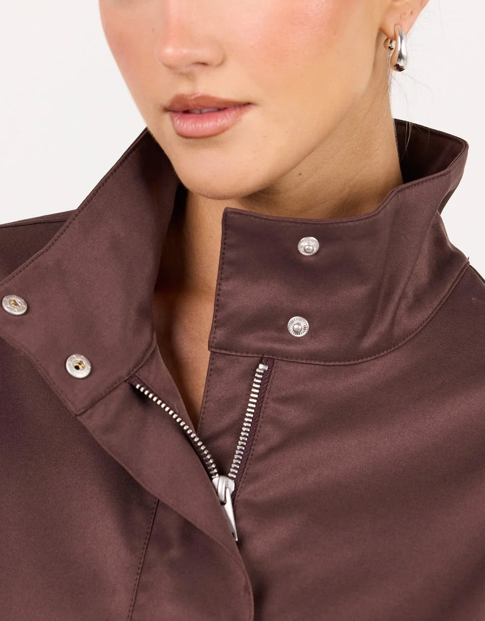 Landscape Funnel Neck Track Jacket - Chocolate