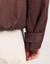 Landscape Funnel Neck Track Jacket - Chocolate