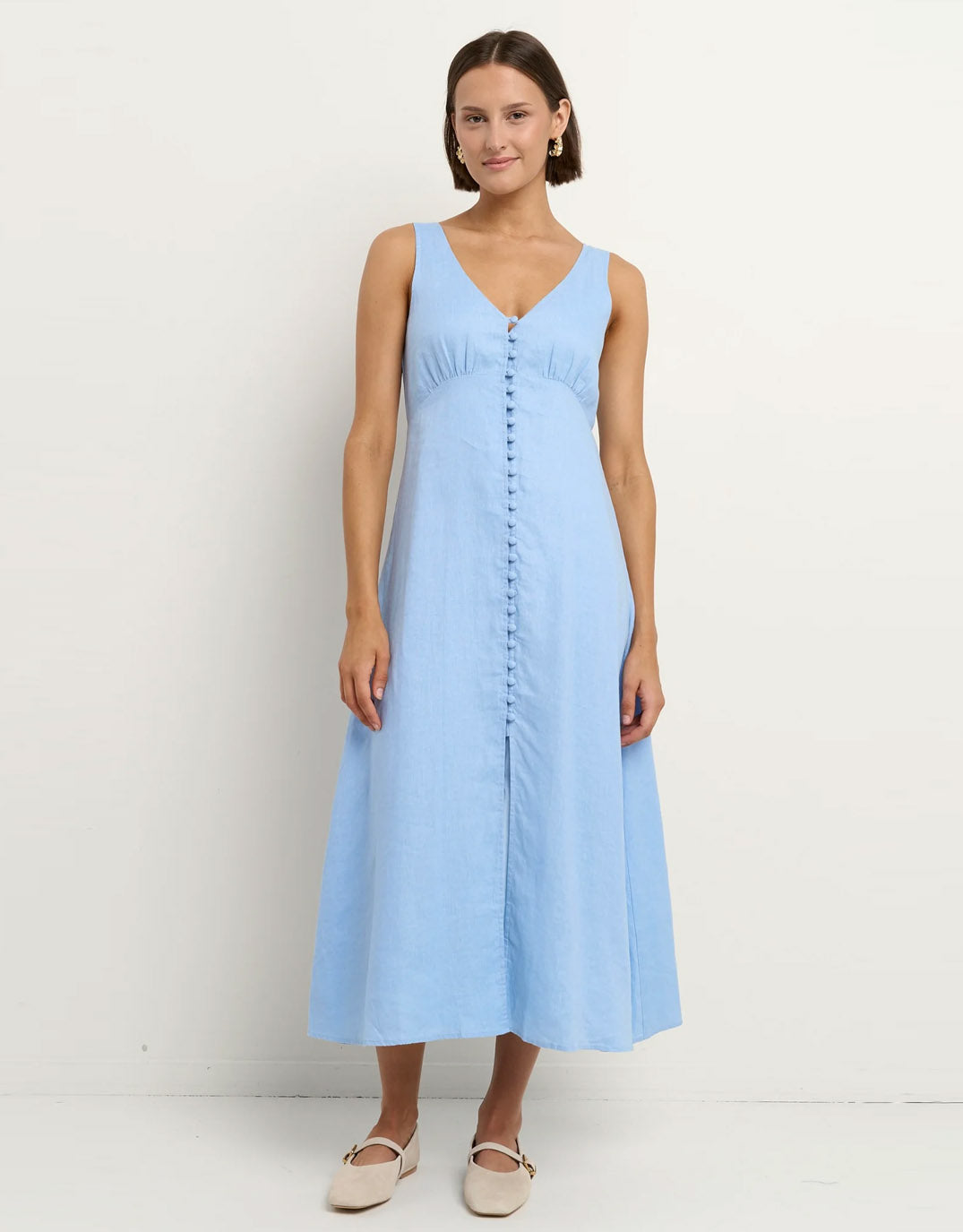 flowy linen dress with sleeves Flowy Tiered Sleeveless Maxi Linen Dress