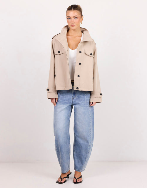 Squad Funnel Neck Trench Jacket - Taupe