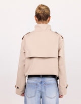 Squad Funnel Neck Trench Jacket - Taupe