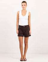 Vale V Neck Rib Tank - White
