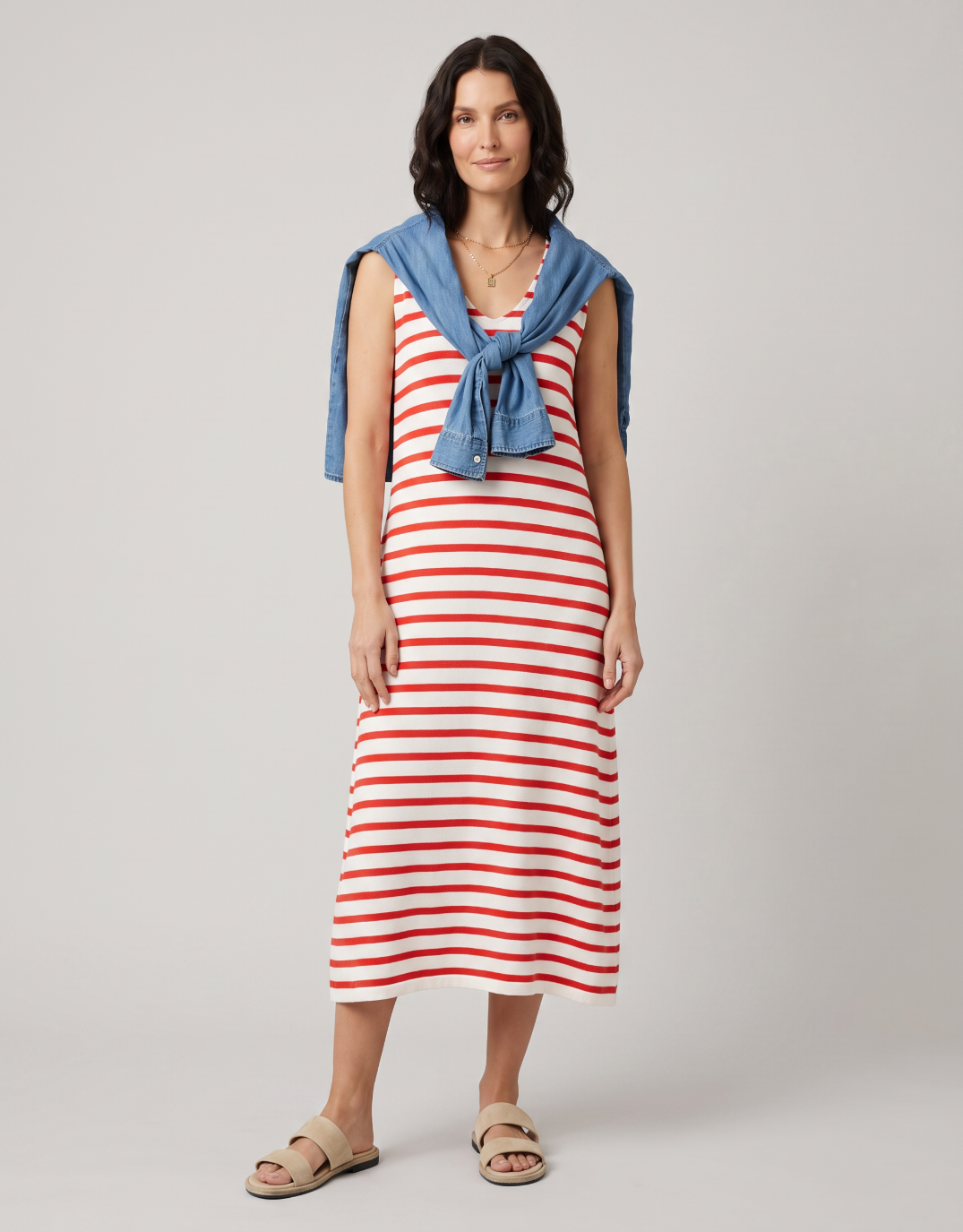 Aspen Stripe Dress - Red
