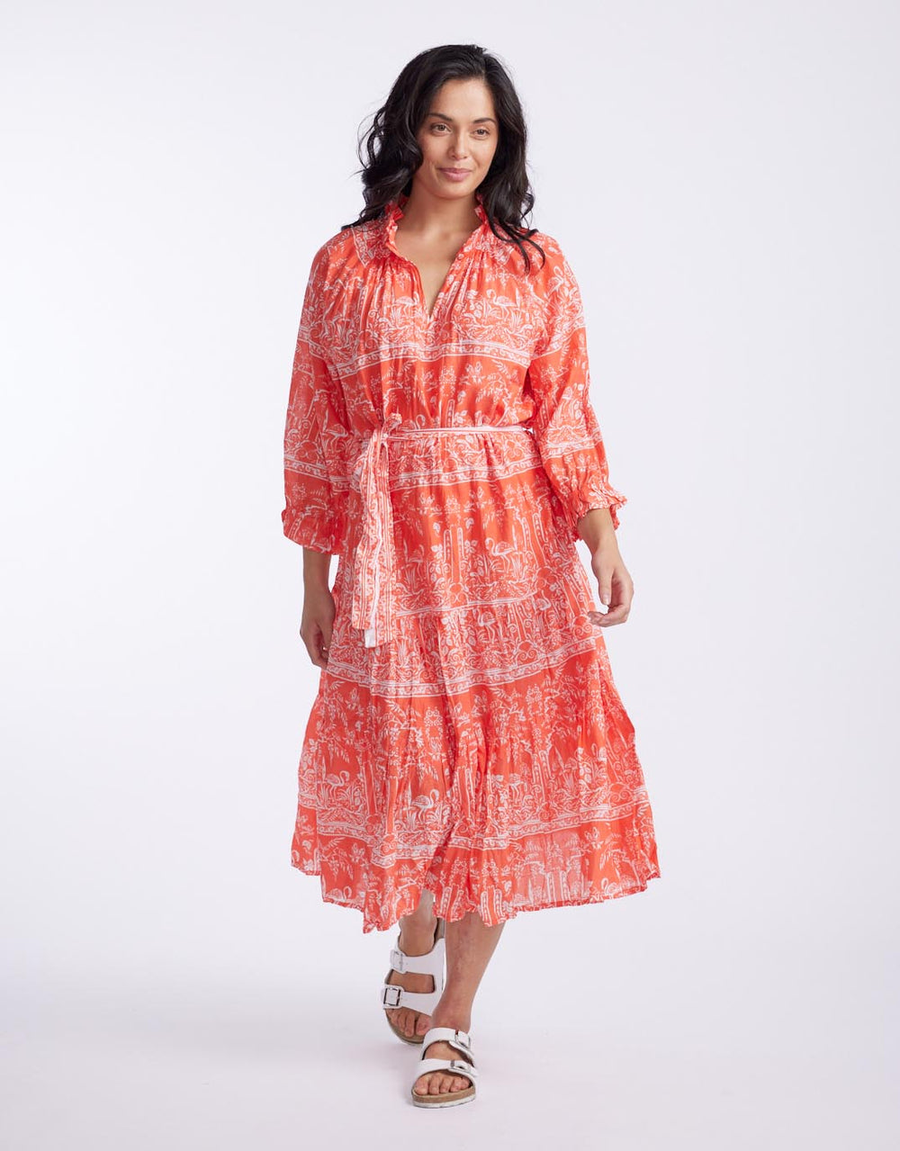 azure-mystic-byron-midi-dress-orange-womens-clothing