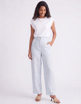 Barrel Leg Linen Pant - Chambray