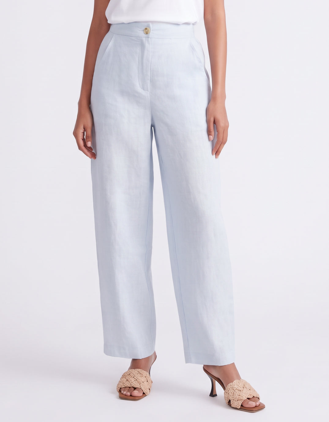 Barrel Leg Linen Pant - Chambray