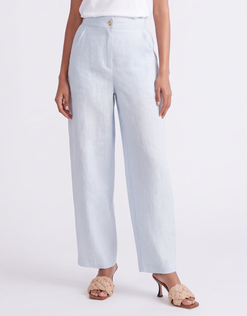Barrel Leg Linen Pant - Chambray