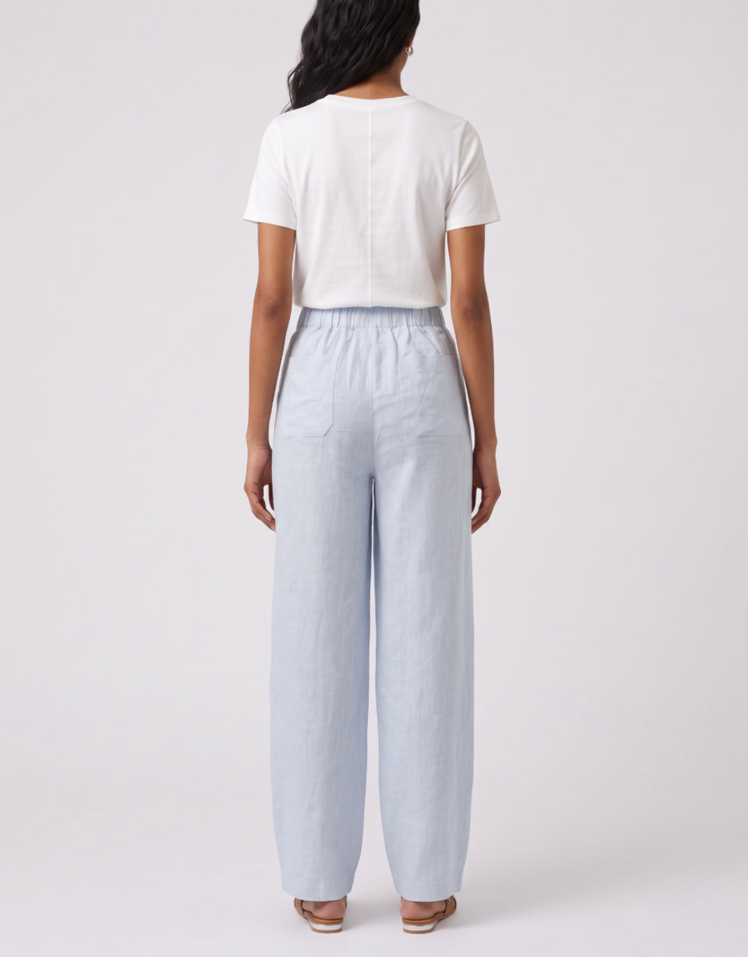 Barrel Leg Linen Pant - Chambray