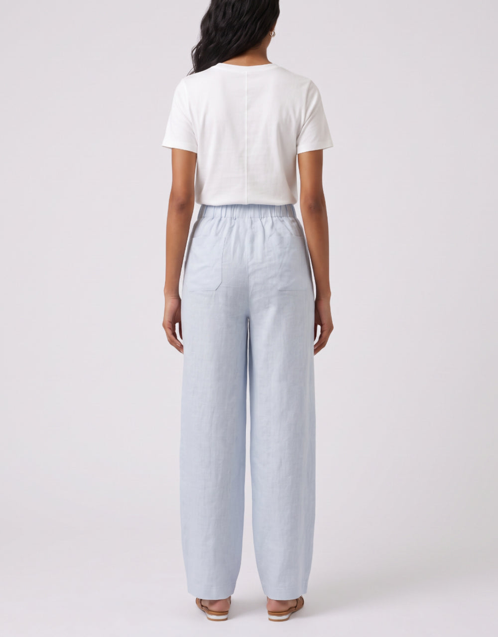 Barrel Leg Linen Pant - Chambray