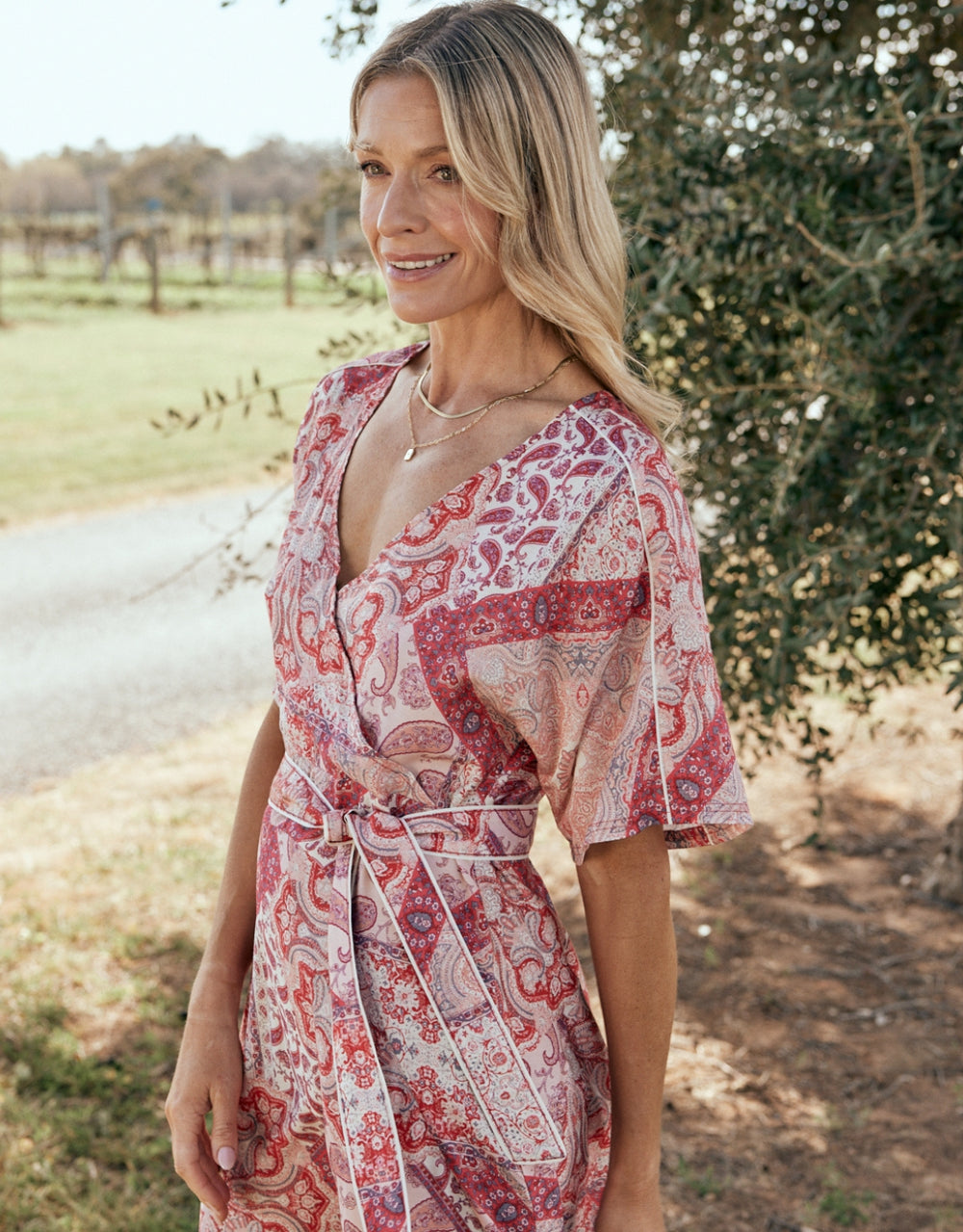 Among The Vines Midi Dress - Sunset Paisley