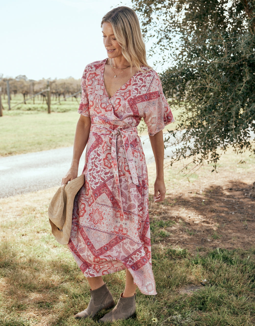 Among The Vines Midi Dress - Sunset Paisley