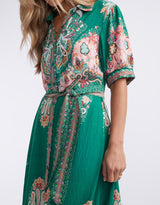 beautiful-stories-shirt-midi-dress-green-print-womens-clothing