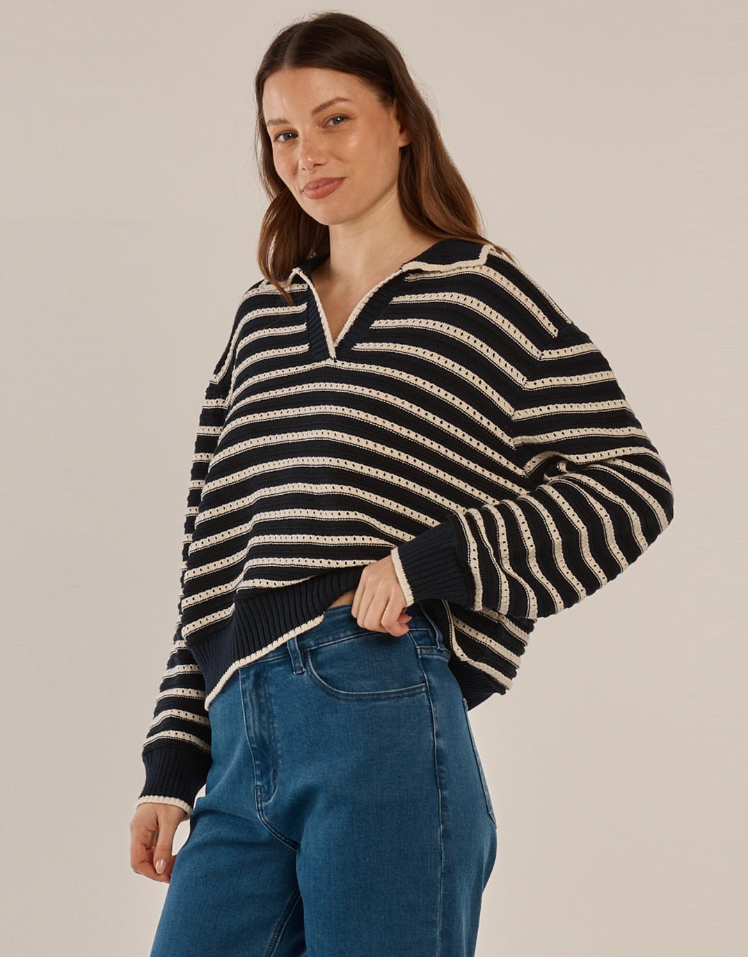 betty-basics-aberdeen-polo-knit-sweat-navy-stripe-womens-clothing