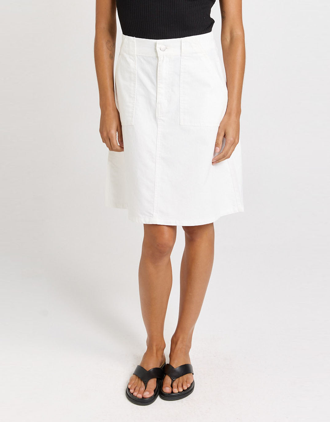 Aida Denim Skirt - White