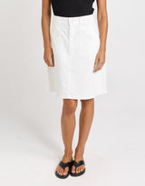 Aida Denim Skirt - White